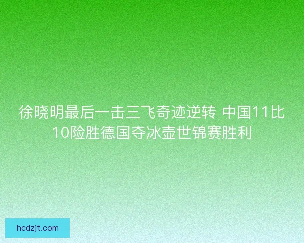 徐晓明最后一击三飞奇迹逆转 中国11比10险胜德国夺冰壶世锦赛胜利