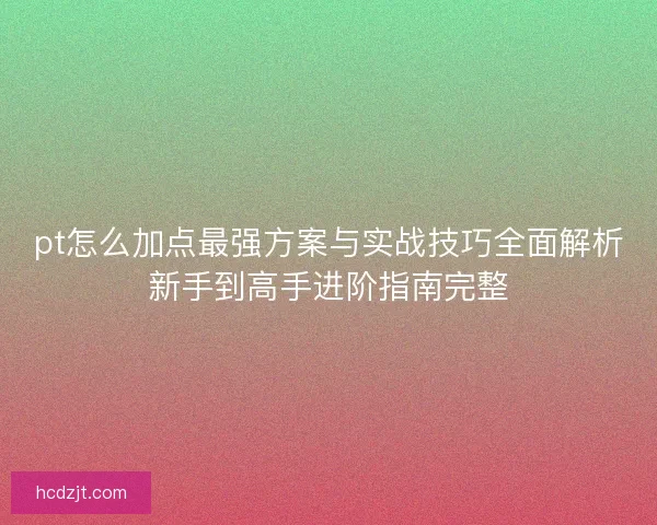 pt怎么加点最强方案与实战技巧全面解析新手到高手进阶指南完整